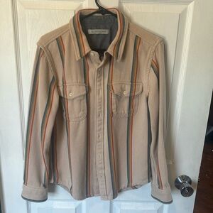Outerknown Blanket Shirt Size Small in Tan Rainbow Stripe